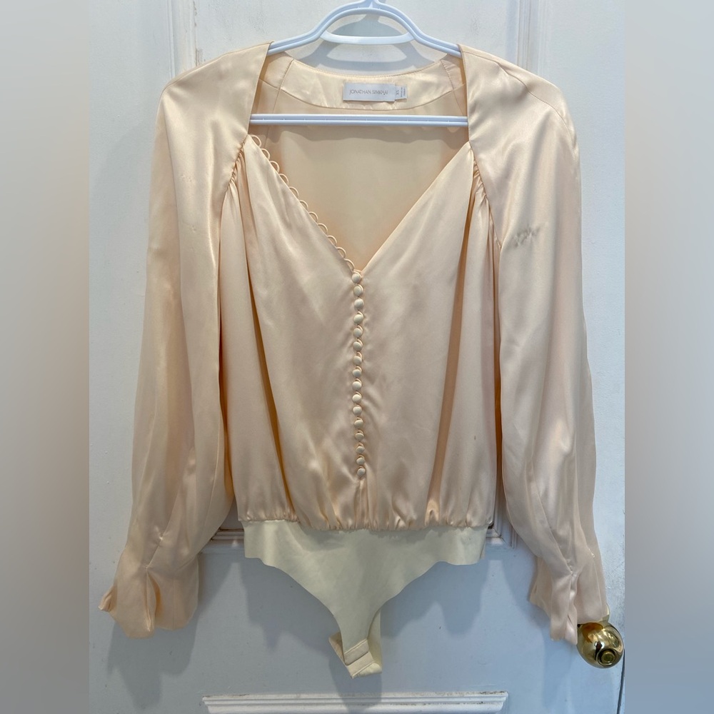 Jonathan Simkhai Silk Button Bodysuit Size XS